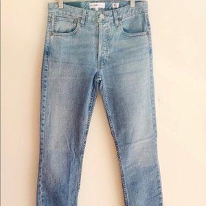 RE/DONE Originals Light Blue Straight Skinny Leg Jean Button Fly